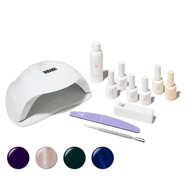 Metallic Magic Gel Kit with lamp, bottles, and tools on a white background