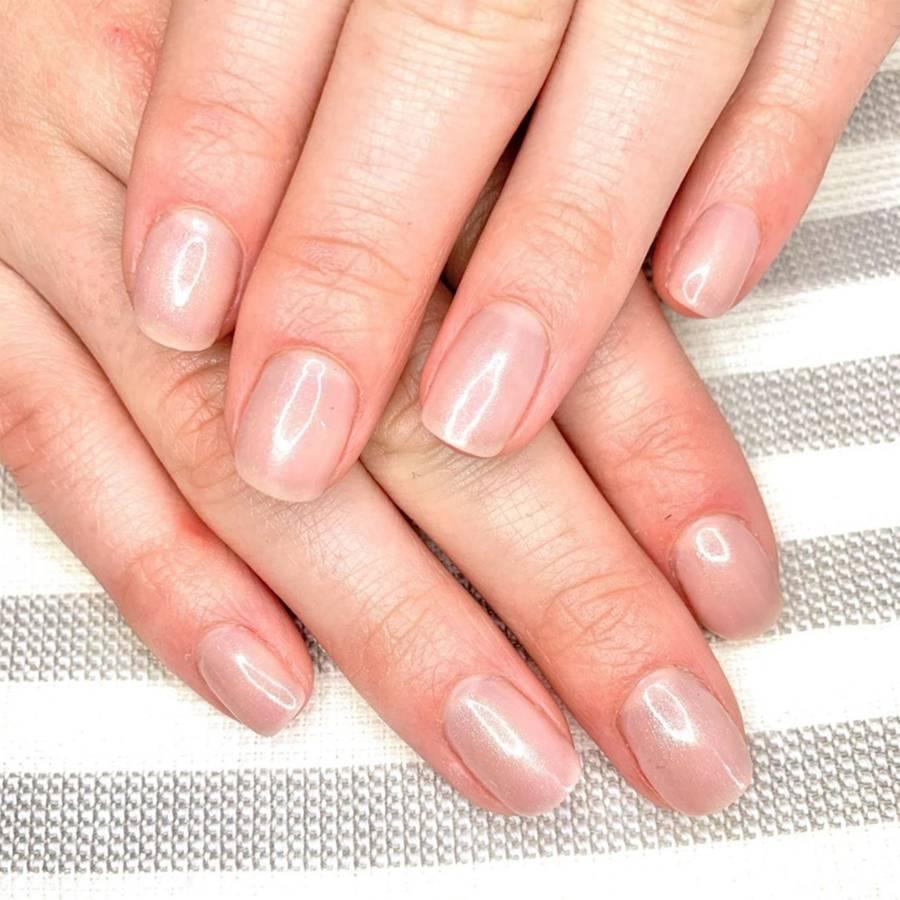 The Sweetest Thing - White with a Shimmer of Pink, UV Gel Polish - 14 Day Manicure - On Hand