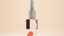 14 Day Mani Builder Gel Polish bottle in soft neutral lighting, displayed above clear acrylic blocks with swatches of pink and coral builder gel shades.
