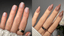 Nude pink builder gel nails compared with nude pink gel polish nails