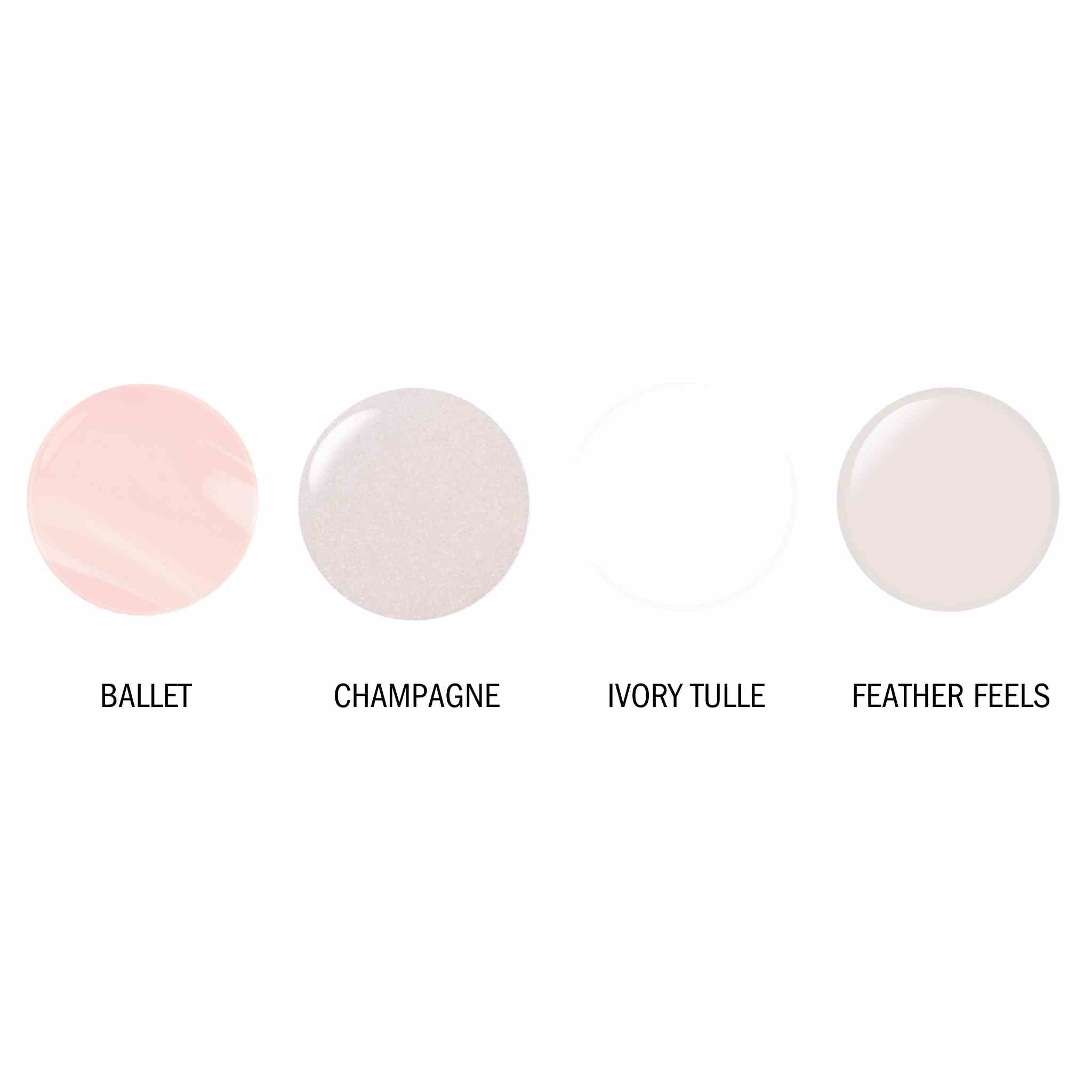 Complete gel polish bundle with soft tones for an at-home bridal manicure.