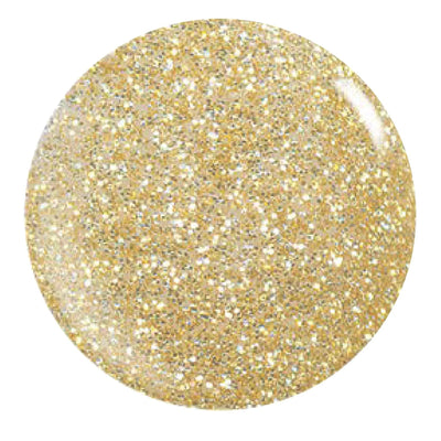 Gold glittery color swatch on a white background