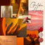 Collage with warm tones featuring a fingerprint, feet in sandals, a sunset, and hands holding a book.
