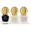 The Dusk Till Dawn nail polish trio - includes a deep navy shade, a pastel baby yellow shade and a classic baby pink shade