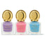 The Girls' Trip nail polish trio - includes a pastel lilac shade, a vibrant pink shade and a baby blue shade