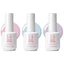 Three bottles of 14 Day Mani gel polish with pastel-colored bubbles on a white background