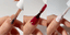 applying bege, red and pink 14 Day Mani gel polish